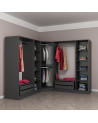 Armoire d'angle dressing anthracite en V 440x210x52
