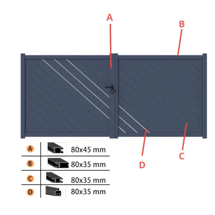 Cancello Andrew 170x300cm – 2 ante in alluminio