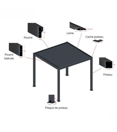 Pérgola/Varanda Diane 3x3 m – em vidro e alumínio