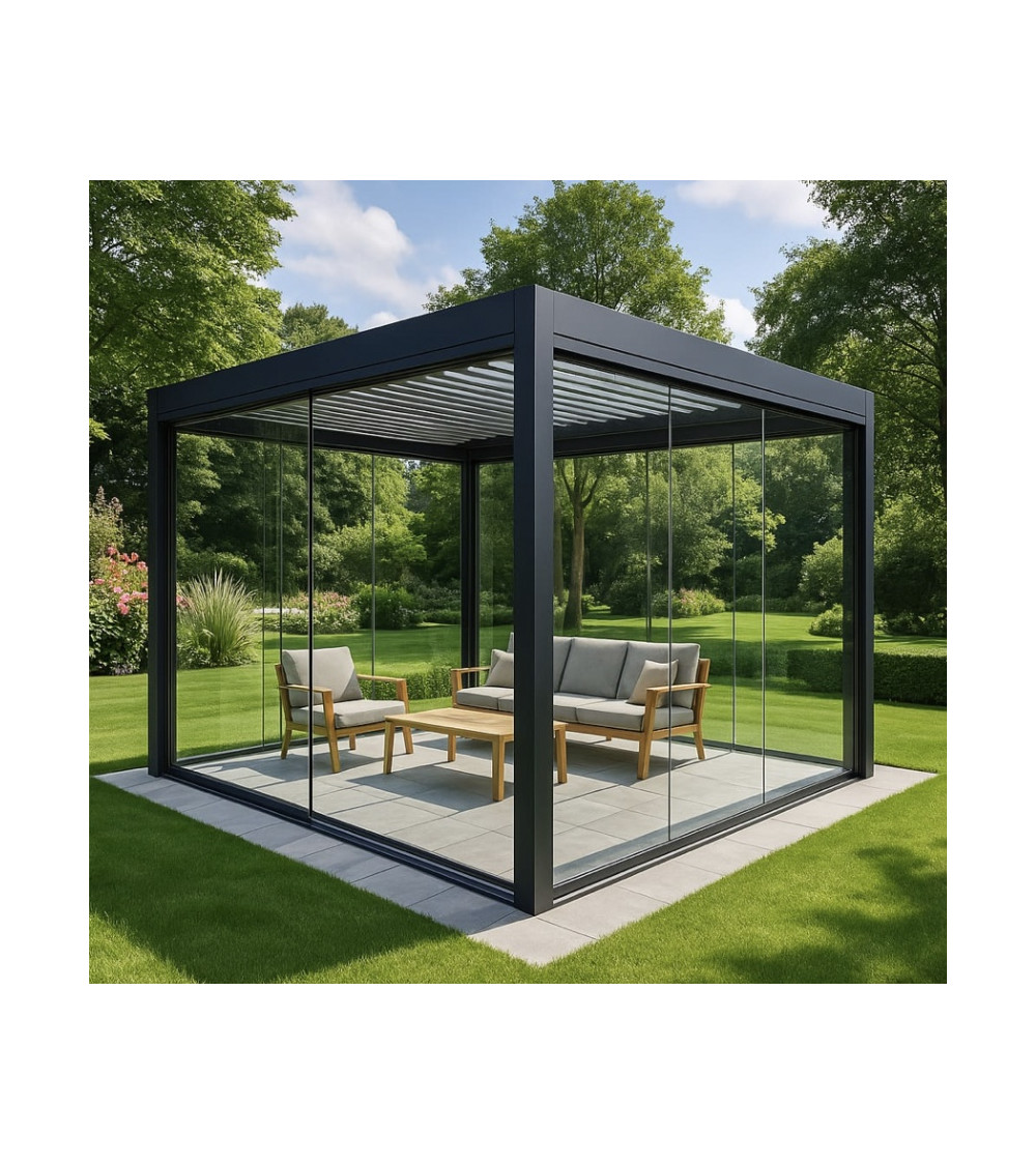 Pergola/Veranda Diane 3x3 m – van glas en aluminium