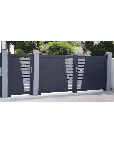 Portale Hugo 150x300/350 cm in alluminio a due ante, con 2/3 pali