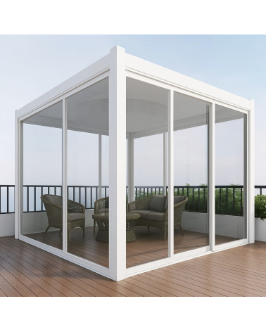 Pergola / Veranda Annie Blanc 4x4m- en verre et en aluminium