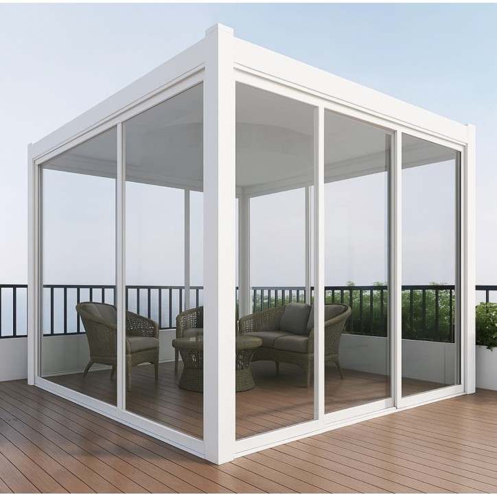 Pergola / Veranda Annie Bianca 4x4 m - in vetro e alluminio