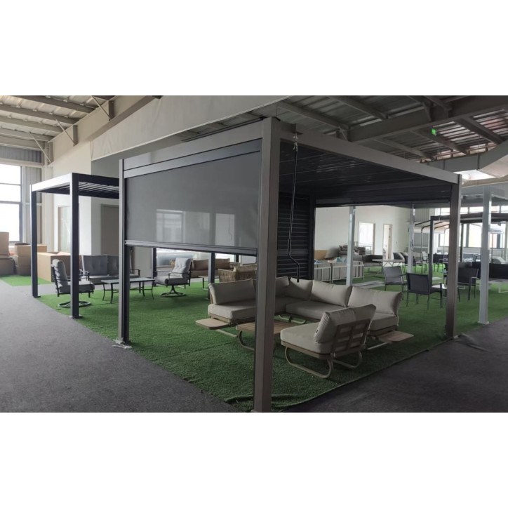 Pergola Patrice 3x3 m motorizzata - in alluminio, 2 tende