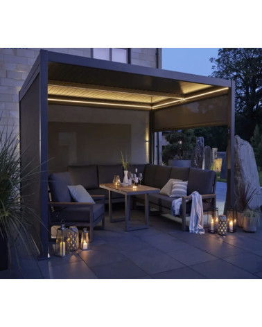 Pergola Angie motorisée bioclimatique 3x4 m - 2 stores et éclairage LED