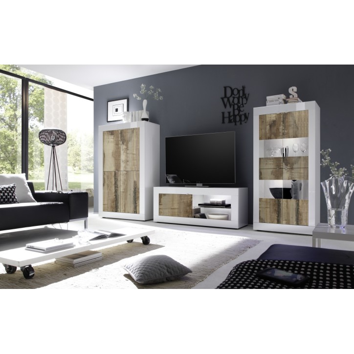 Salon complet BASIC blanc chêne péro