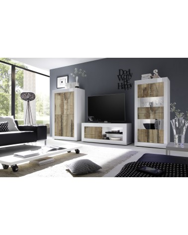 Salon complet BASIC blanc chêne péro