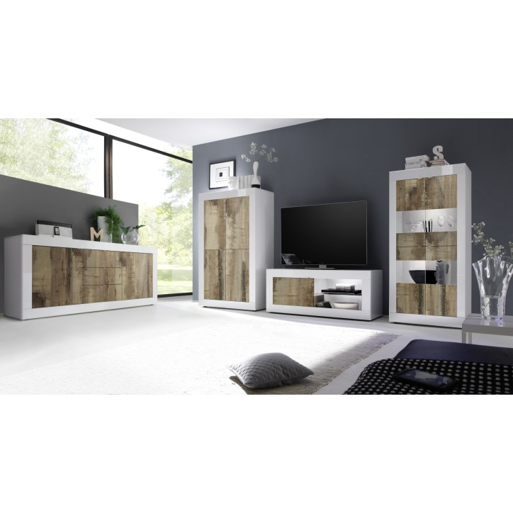 Salon complet BASIC blanc chêne péro