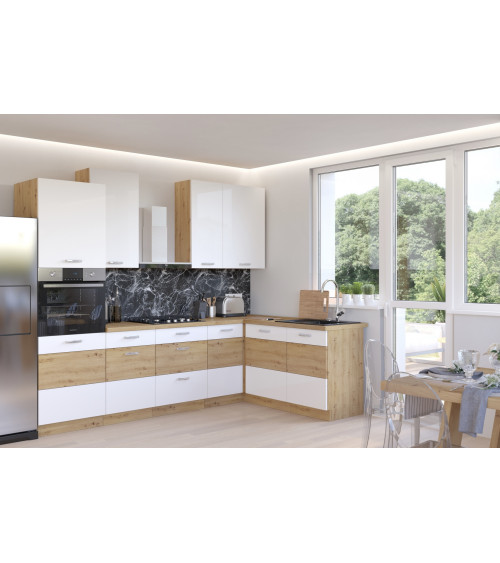 Cocina completa ARTISAN – Blanco y Roble 285x110 cm