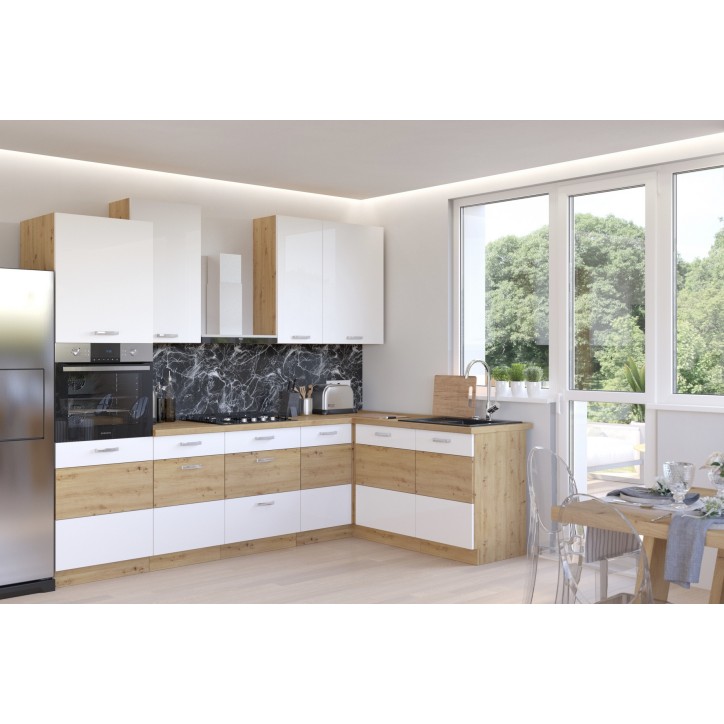 Cucina completa ARTISAN – Bianco e Rovere 285x110 cm