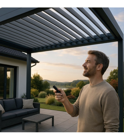 Pergola met glaswanden Ali – 5x3 m in aluminium