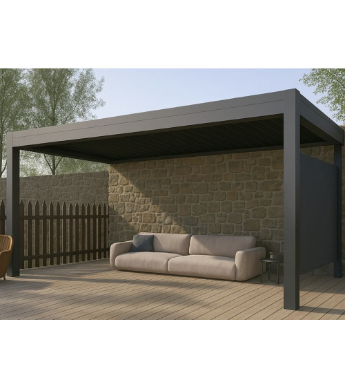 Pergola Ibiza appoggiata - 5x4m addossata in alluminio con 1 tenda da 4 m