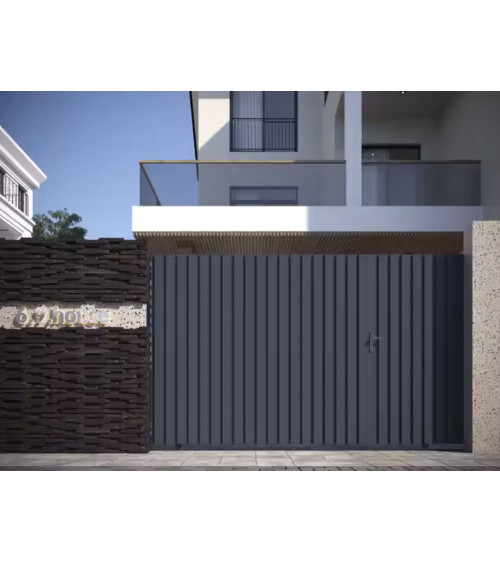 Portón corredero Félix 350x160 cm de aluminio con puerta peatonal integrada
