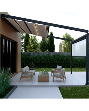 Pergola Elisa- 4x4m en aluminium avec 2 stores