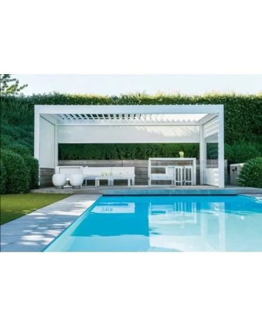 Pergola bioclimatique Jane blanc 4x4m en aluminium 3 stores