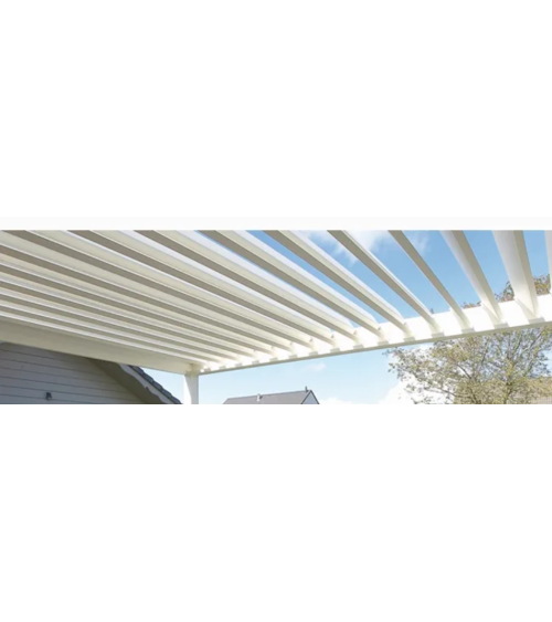 Pérgola Jane branca 4x4 m em alumínio com 3 estores laterais