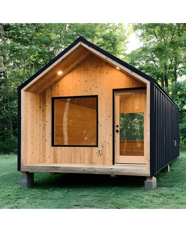 Estudio de jardín de 12m² en madera de Hemlock con revestimiento de aluminio
