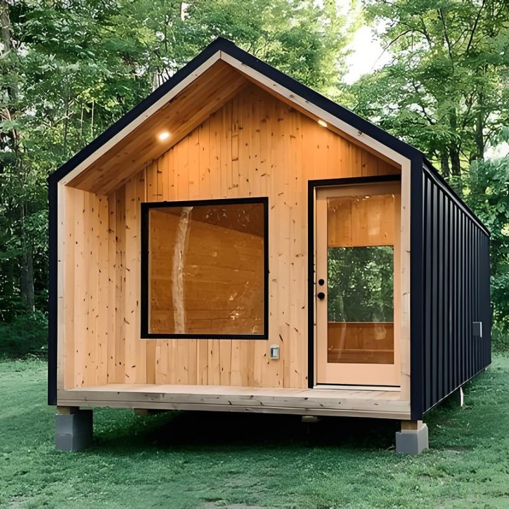 Studio da giardino 12m² in legno di Hemlock con rivestimento in alluminio