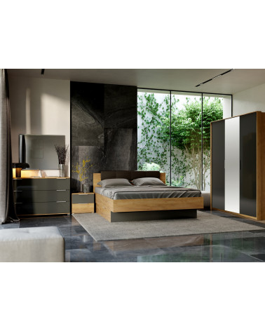 Chambre  LINA,  lave mat  et chêne clair 160x200 cm