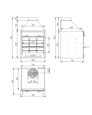 Barbecue Sélène - charbon et bois 70 cm
