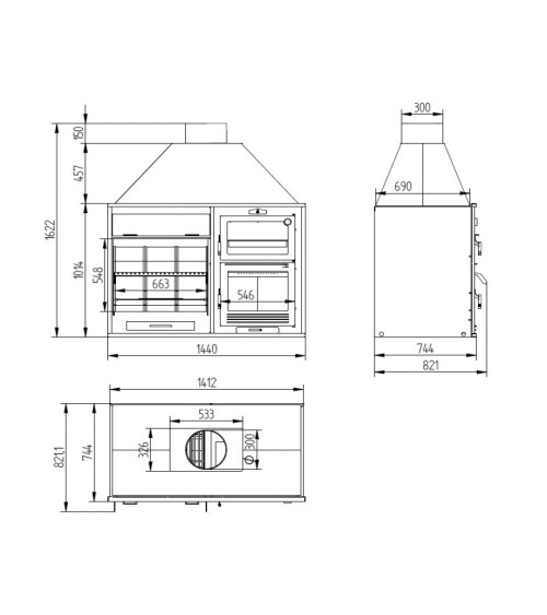 Barbecue Gaspard - 70 cm e Forno com placa de 50 cm