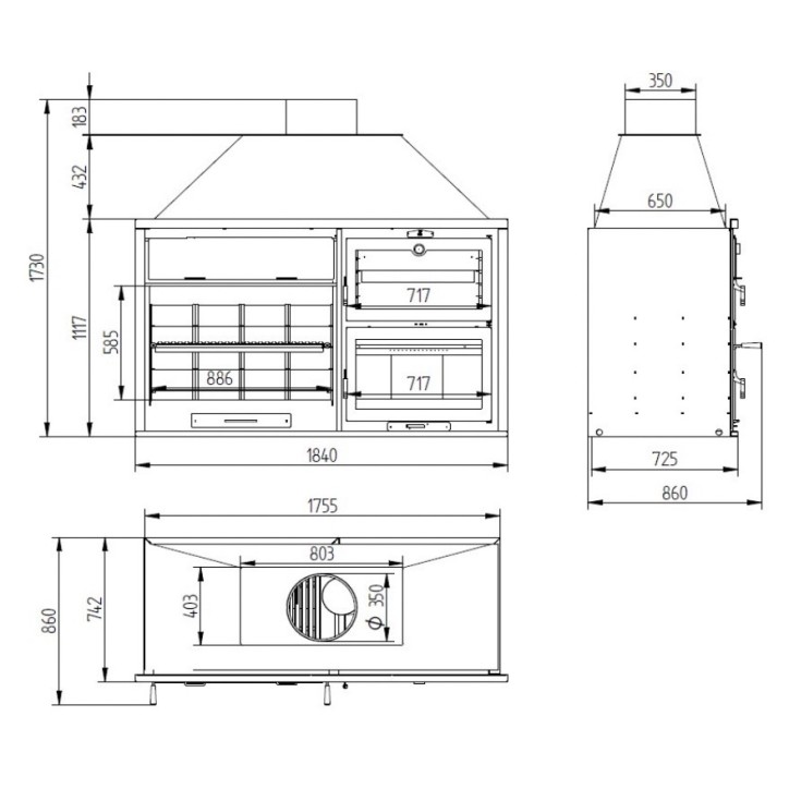 Barbecue Thibault - 90 cm e Forno com placa de 60 cm
