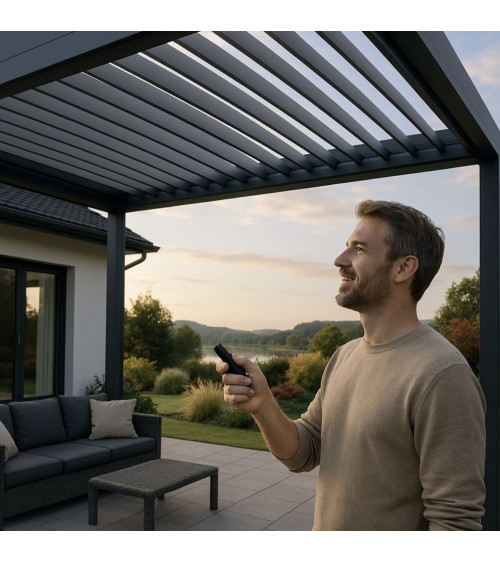 Pergolato Elite 8x3 m in alluminio premium + lamelle motorizzate