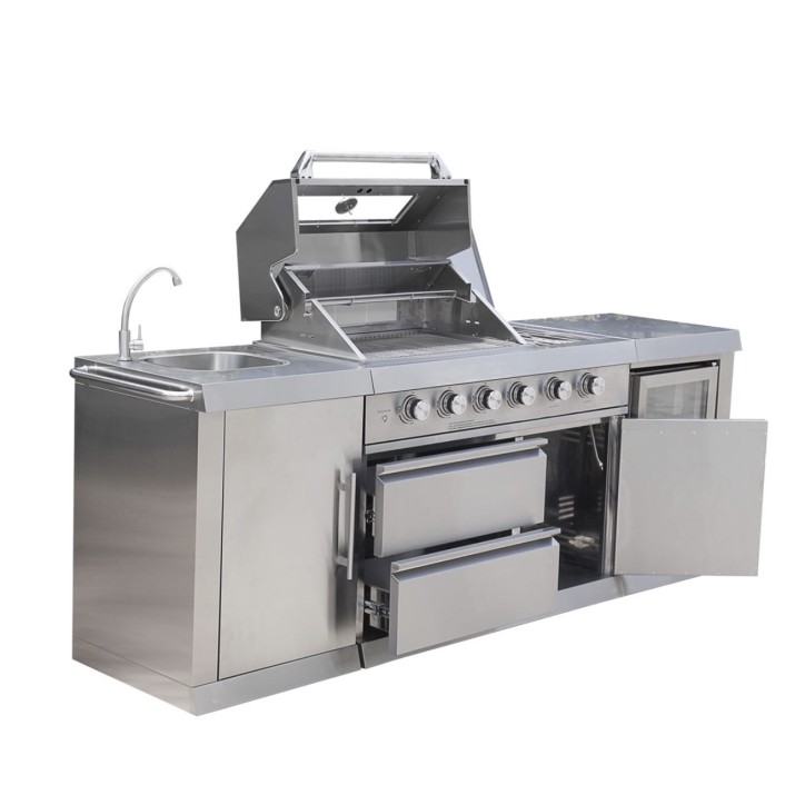 Cuisine d'extérieur BBQ Élio inox - 243,5 x 60 x H119 cm