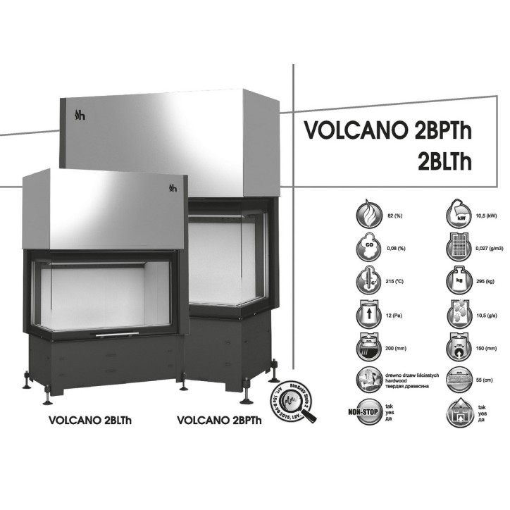 Insert cheminée Volcano 2BLTh - 10,5 Kw