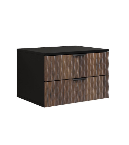 Conjunto de casa de banho BUENO WHITE LACQUER L80 com 1 coluna de base, 1 espelho de maquilhagem e 1 móvel alto