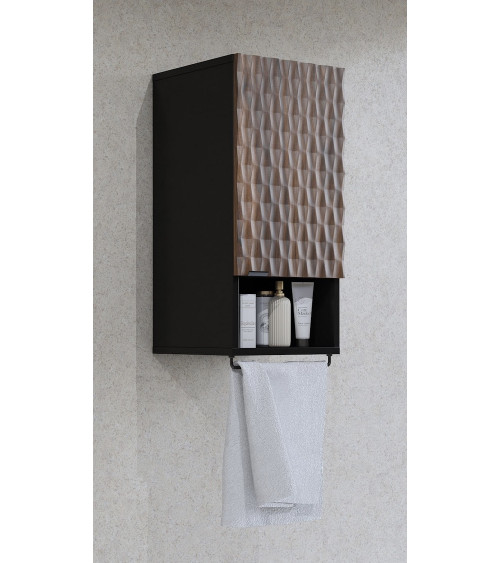 Conjunto de casa de banho BUENO WHITE LACQUER L80 com 1 coluna de base, 1 espelho de maquilhagem e 1 móvel alto