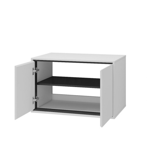 Ensemble BUENO BLANC LAQUE salle de bain L80 avec 1 colonne basse, 1 miroir-armoire et 1 meuble haut