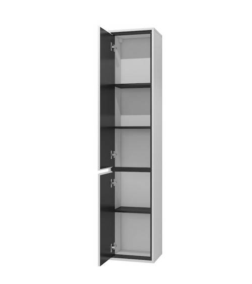 BUENO WIT LACQUER badkamerset L80 met 1 kolomvoet, 1 kapspiegel en 1 hoge kast