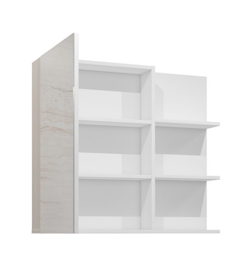 Ensemble BUENO BLANC LAQUE salle de bain L80 avec 1 colonne basse, 1 miroir-armoire et 1 meuble haut