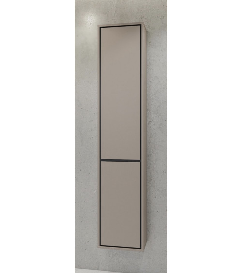 Ensemble BUENO BLANC LAQUE salle de bain L80 avec 1 colonne basse, 1 miroir-armoire et 1 meuble haut