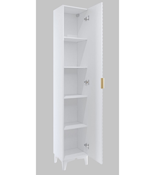 Conjunto de casa de banho BUENO WHITE LACQUER L80 com 1 coluna de base, 1 espelho de maquilhagem e 1 móvel alto