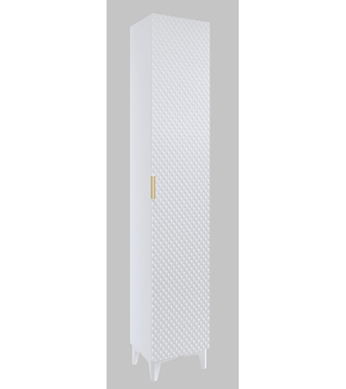 Conjunto de casa de banho BUENO WHITE LACQUER L80 com 1 coluna de base, 1 espelho de maquilhagem e 1 móvel alto