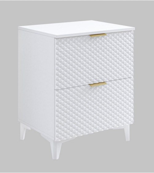 Conjunto de casa de banho BUENO WHITE LACQUER L80 com 1 coluna de base, 1 espelho de maquilhagem e 1 móvel alto
