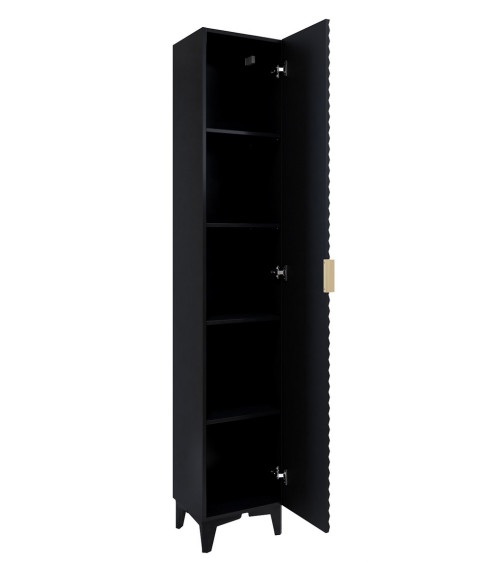 Ensemble BUENO BLANC LAQUE salle de bain L80 avec 1 colonne basse, 1 miroir-armoire et 1 meuble haut