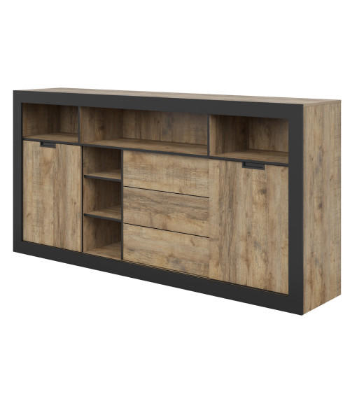 Conjunto de comedor Tudor - roble y negro