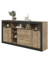 Conjunto de comedor Tudor - roble y negro