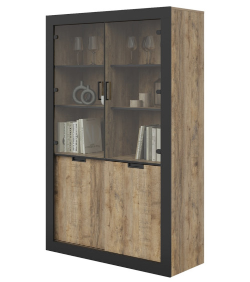 Conjunto de casa de banho BUENO WHITE LACQUER L80 com 1 coluna de base, 1 espelho de maquilhagem e 1 móvel alto