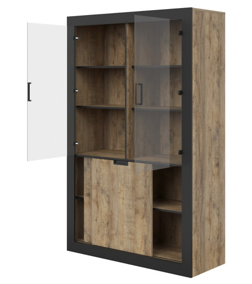 Ensemble BUENO BLANC LAQUE salle de bain L80 avec 1 colonne basse, 1 miroir-armoire et 1 meuble haut