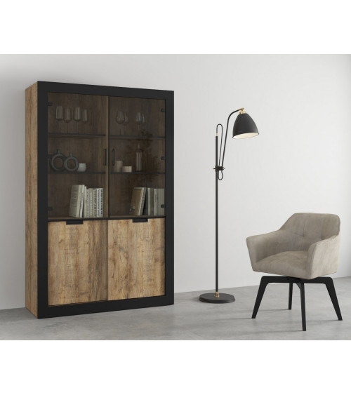 Conjunto de casa de banho BUENO WHITE LACQUER L80 com 1 coluna de base, 1 espelho de maquilhagem e 1 móvel alto