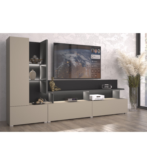 BUENO WIT LACQUER badkamerset L80 met 1 kolomvoet, 1 kapspiegel en 1 hoge kast