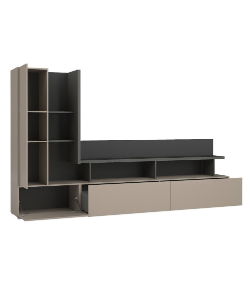 BUENO WIT LACQUER badkamerset L80 met 1 kolomvoet, 1 kapspiegel en 1 hoge kast