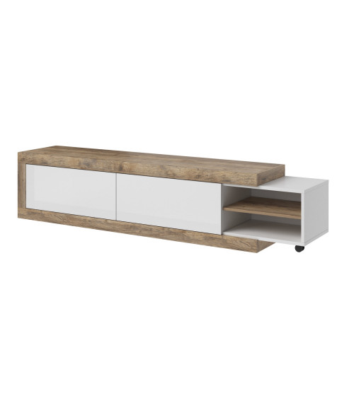 Conjunto de casa de banho BUENO WHITE LACQUER L80 com 1 coluna de base, 1 espelho de maquilhagem e 1 móvel alto