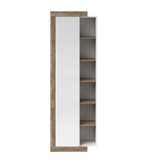 Ensemble BUENO BLANC LAQUE salle de bain L80 avec 1 colonne basse, 1 miroir-armoire et 1 meuble haut