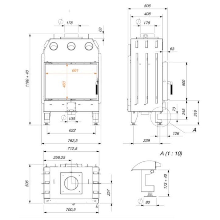 copy of Insert cheminée JUNO 12 PANNEAU NOIR