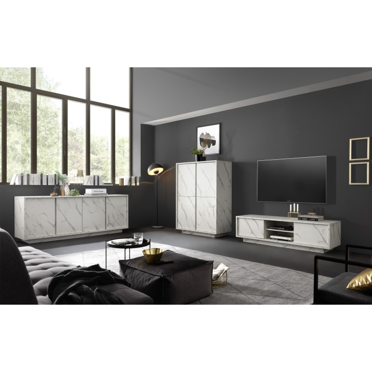 Salon complet VISCONTE effet marbre blanc